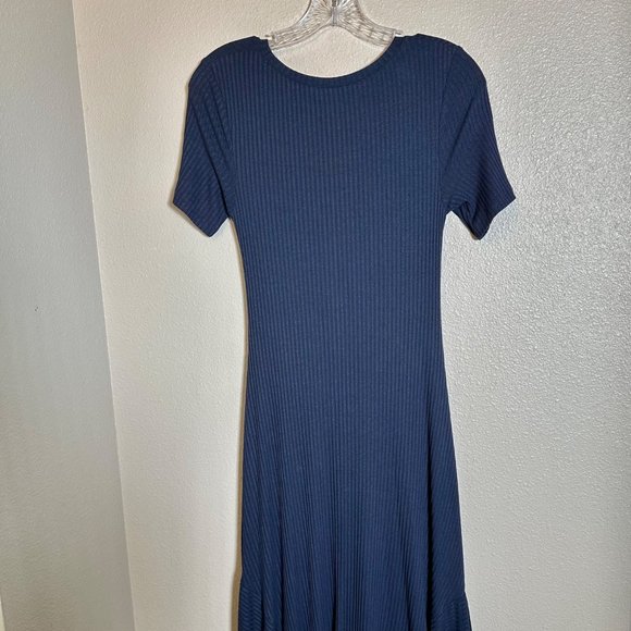 A.L.C.Revolve‎ Reva Twist-Front Short-Sleeve Rib-Knit  Asymmetrical Navy Small - Picture 8 of 11